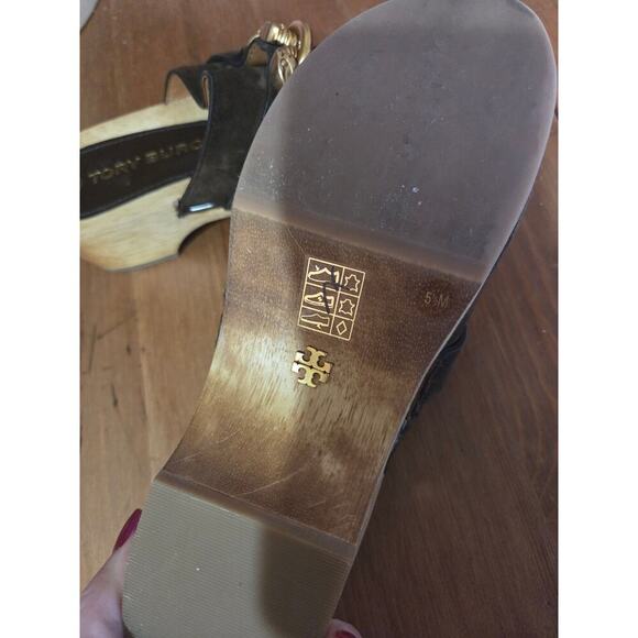 Tory Burch Jessa Suede Clogs - Chocolate Brown Womens Size 5 1/2 M - Picture 4 of 6